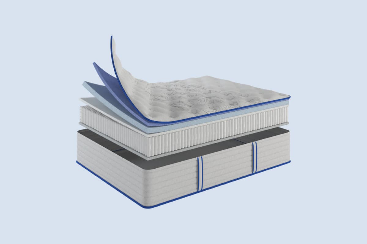 3D rendering of a Texas Mattress Makers Quantum™ Coil mattress