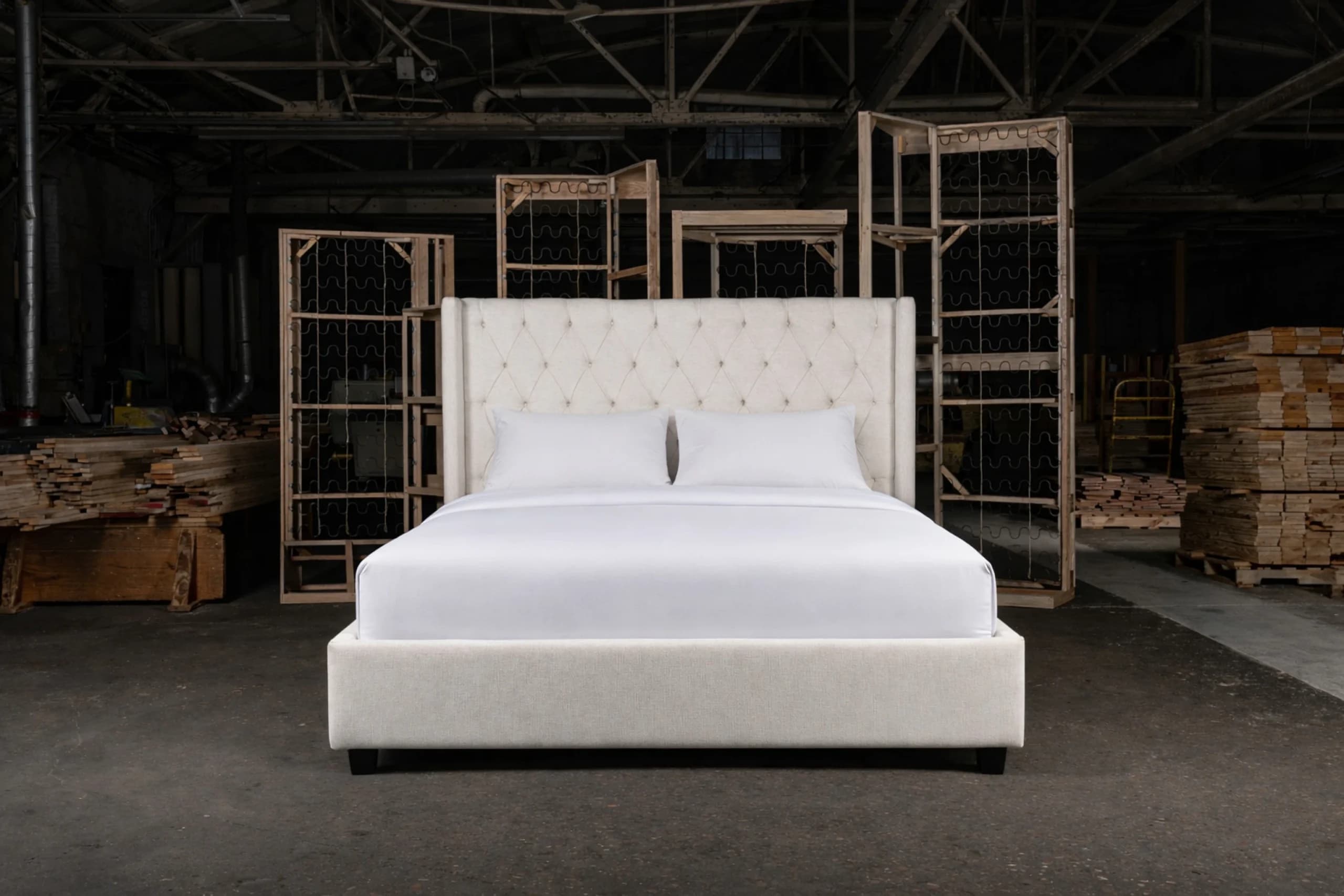 Sierra Oaks upholstered bed frame by Texas Mattress Makers and Living Designs Furniture