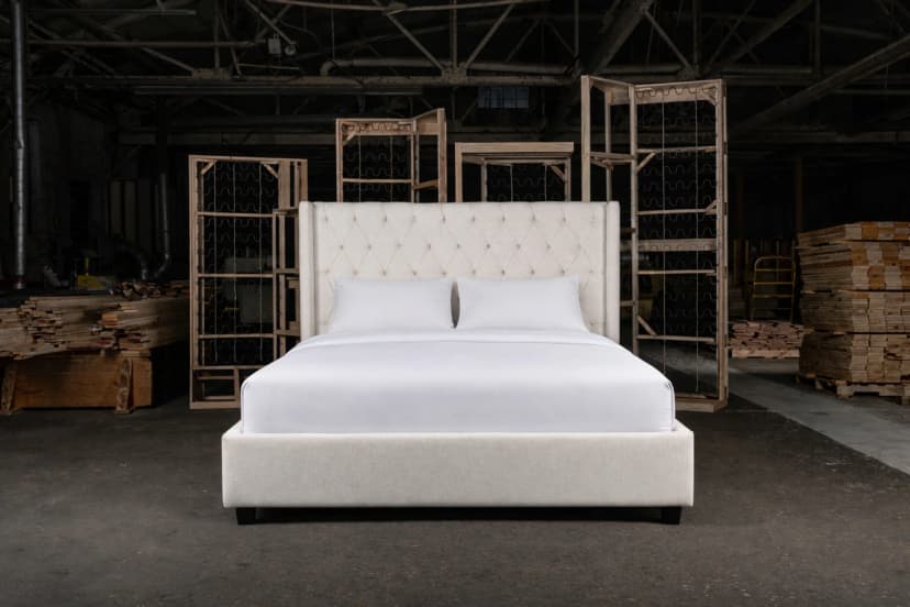 Sierra Oaks upholstered bed frame by Texas Mattress Makers and Living Designs Furniture
