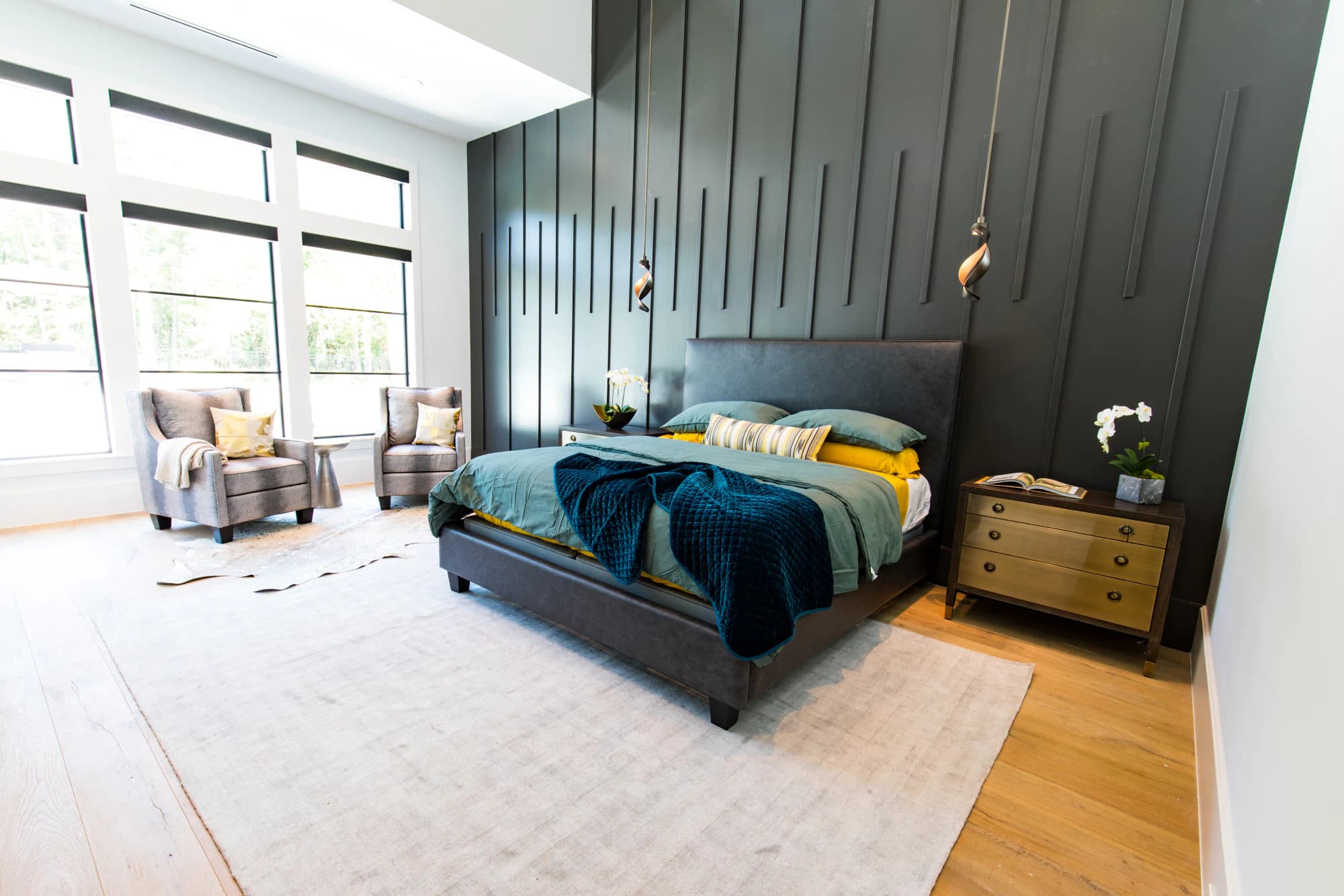 Custom leather upholstered bed frames by Living Designs Furniture