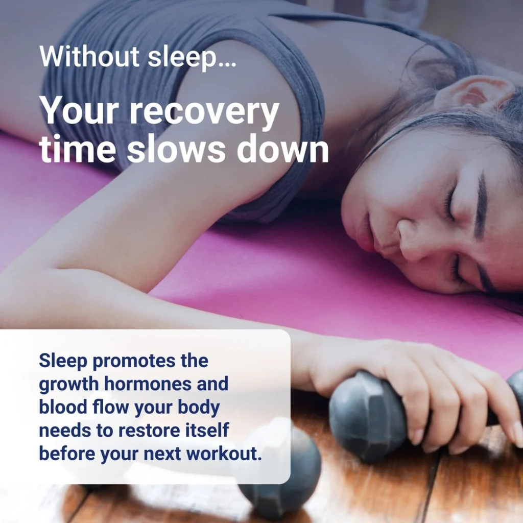 Texas Mattress Makers graphic about sleep and recovery.